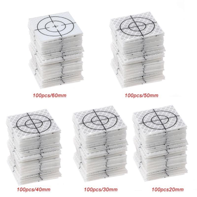 652F 100 Pcs Reflector Sheet Reflective Tape Target Total Station 20/30/40/50/60mm