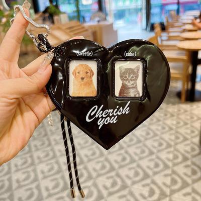 Juego de tarjetas de gran amor, decoración colgante, llavero con nudo de mariposa, tejido, colgante para bolso de moda, foto reemplazable
