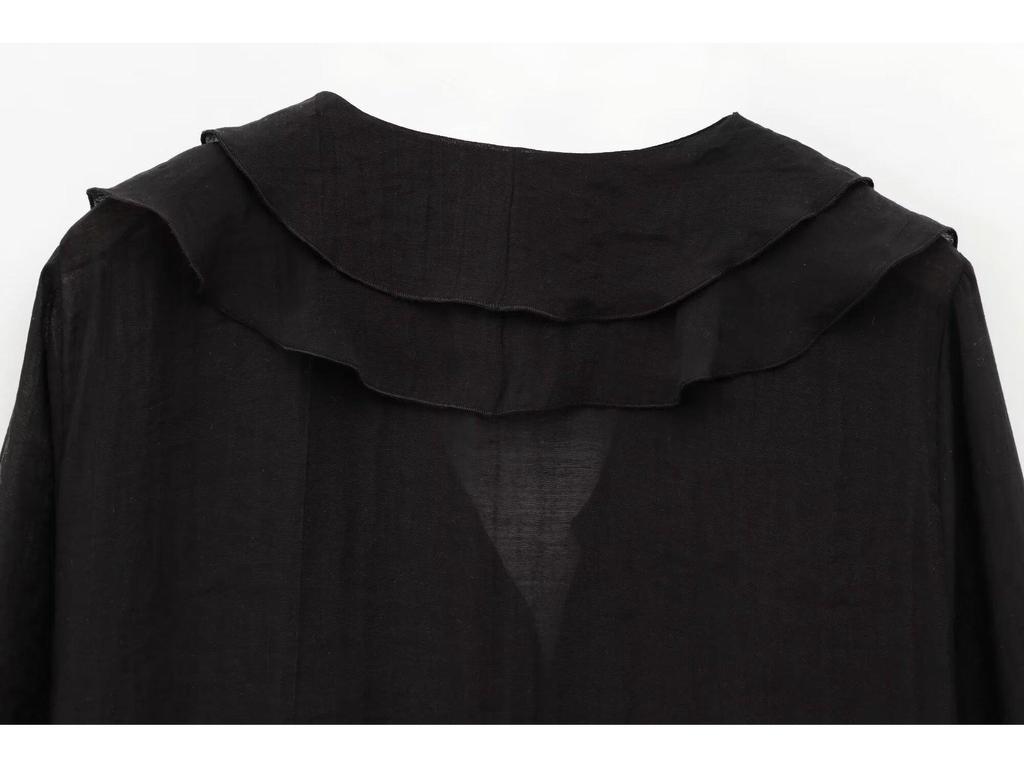 2025 Spring Casual Layered Puff Sleeve V-Neck Blouse