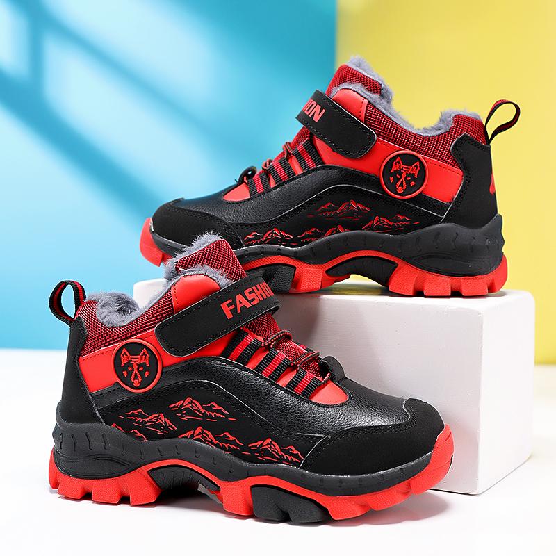 Winter Kid's Snow Boots with Plush Anti Slip Wolf Claws Hiking Cotton Shoes