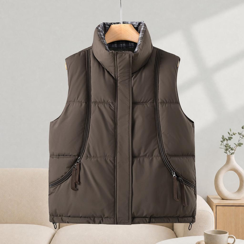 Winter new vest cotton stand-up collar fashionable loose foreign style warm women's vest vest vest jacket