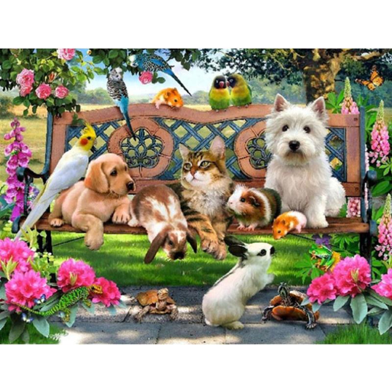 5D DIY Diamond Painting Cute Dog In Oil Painting Diamond Embroidery Cross Stitch Kit Full Rhinestone Mosaic Home Decor