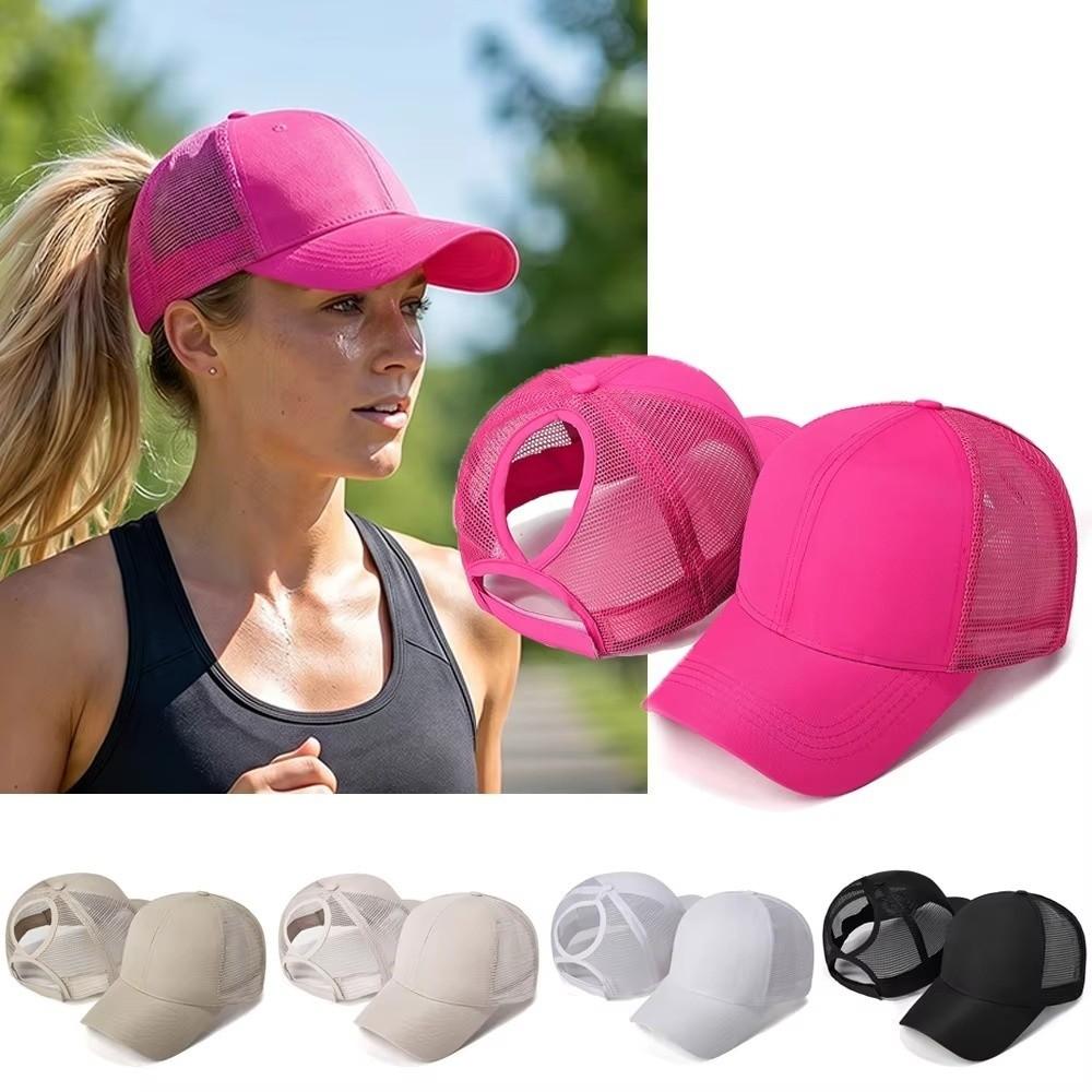 Hollow Out Back Ponytail Hats Breathable Mesh Visor Hat Mesh Baseball Caps for Women and Men