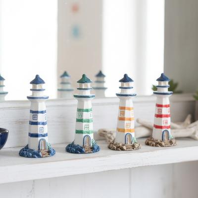 Resin Lighthouse Ornament: Coastal Style 10g, Vintage Texture (No Polishing), Desktop Decor & Children's Birthday Gifts
