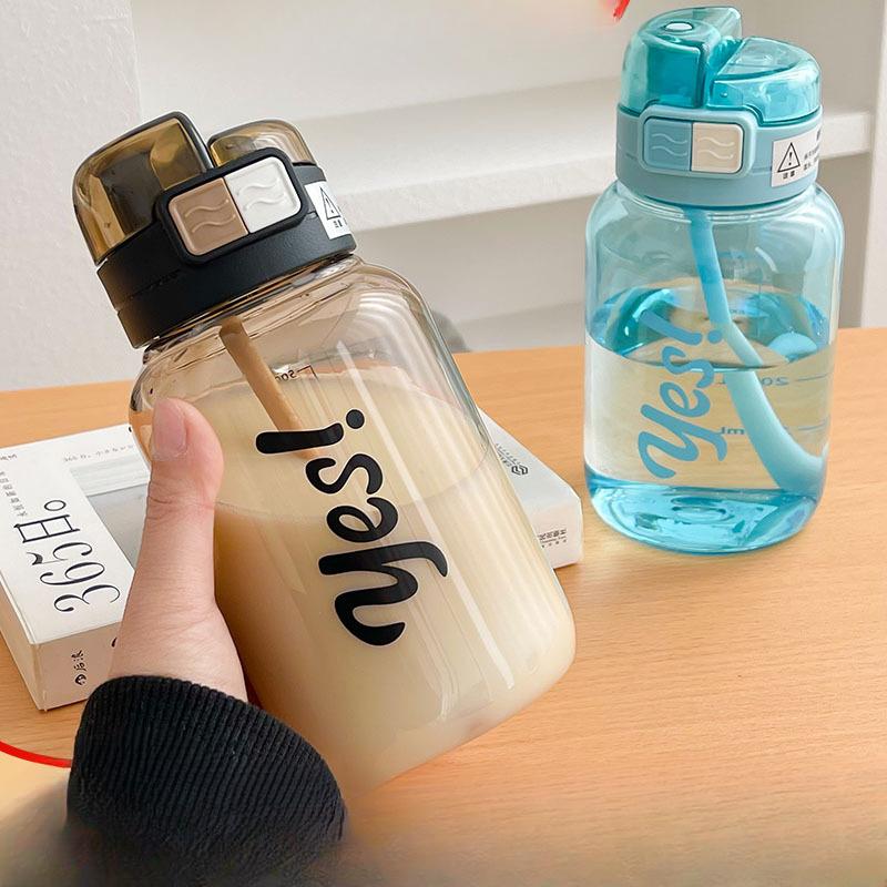 Water Cup Summer Double Drink Cup Portable Plastic Straw Cup Handy Cup Male and Female Students Water Cup