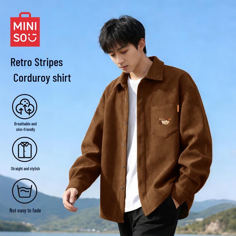 

MINISO Men s Casual Corduroy Shirt M