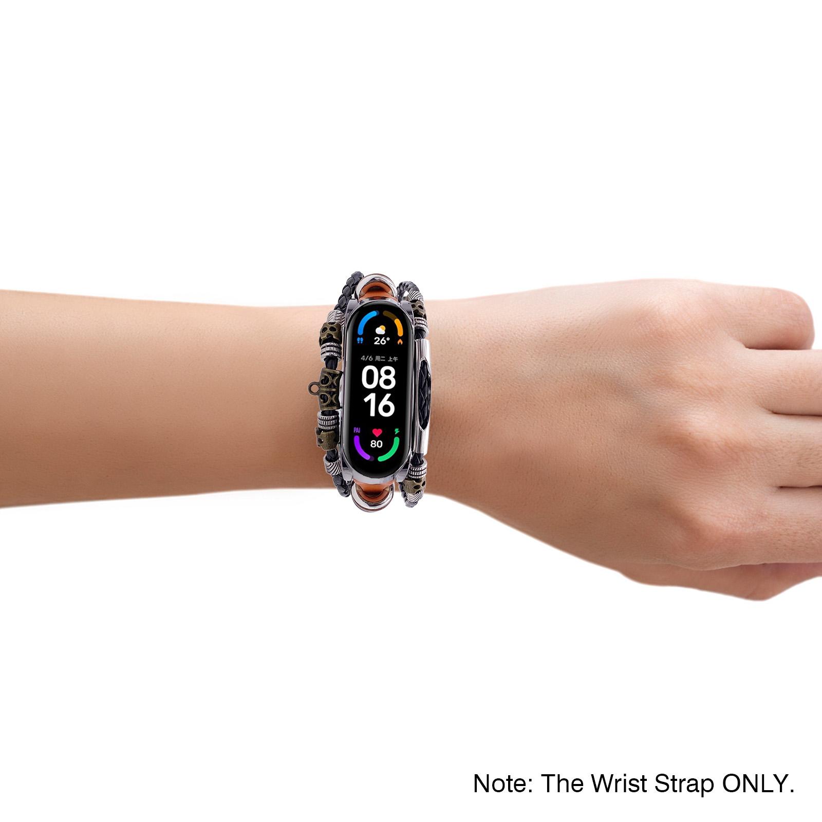 Strap Replacement for   Band 6/6 NFC Wrist Strap Compatible with Xiao    Band 5 Lther Strap Replacement Lther Bding Bracelet