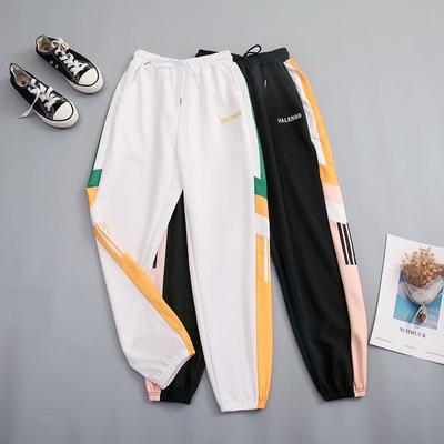 Calças de moletom femininas estampadas, calças compridas de algodão, calças de corrida, esportivas, fitness, calças de corrida sólidas