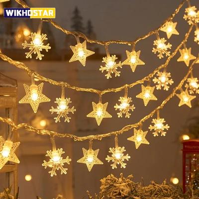 1.5M 2024 Christmas Decoration for Home Christmas Lights Snowflake String Lights Fairy LED Lamp New Year 2025 Tree Garden Noel 6