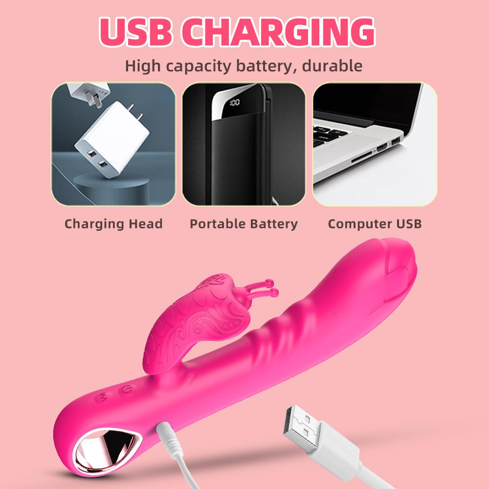 Butterfly Vibrator Dildo Rose Vibrators Dual Motors Vibrating G Spot Stimulator For Women Clitoris Vagina Masturbation Sex Toys