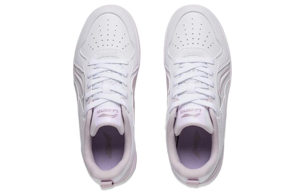 Li Ning Shiyi Slip Resistant Lightweight Abrasion Resistant Low Top Skateboard Shoes Women's White Purple AGCT342-1