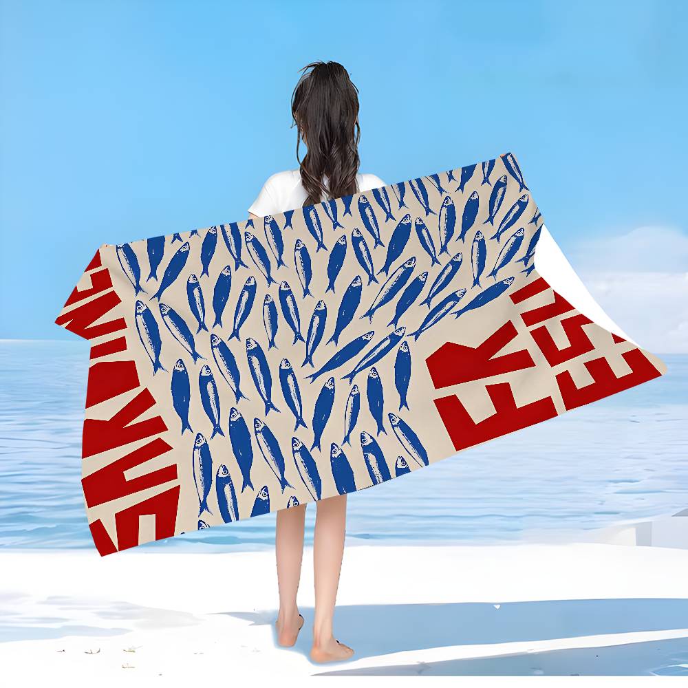 Sardines Swimming Art Beach Towel Colorful Bath Towels For Girl Microfiber Quick Dry Custom Sand Free Beach Yoga Spa Gym Pool