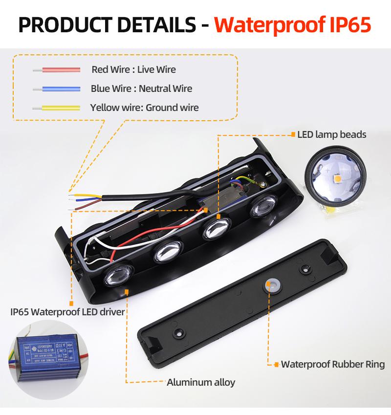 IP65 8W 12W Aluminum LED Wall Lamp Waterproof Outdoor Garden Lights Interior Wall Light for Bedroom Living Room Stairs Lighting