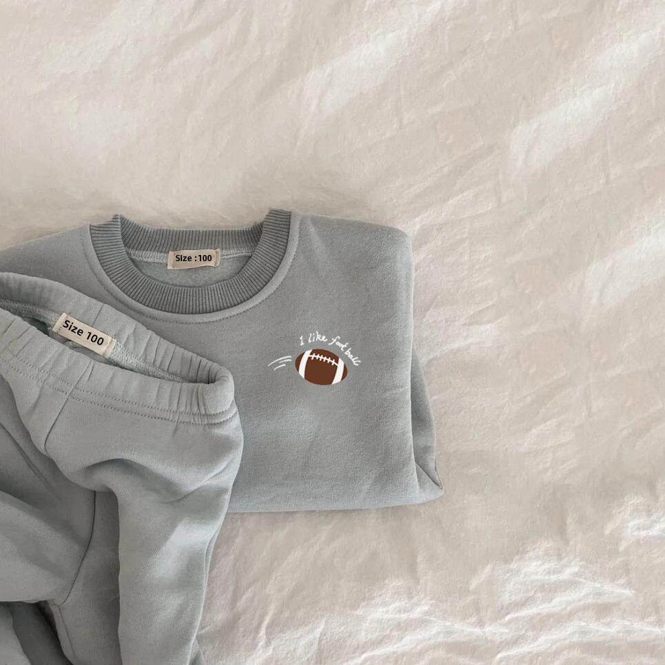 Fleece Lined Baby Clothes Sets for Autumn Winter Cute Cute Embroidered Sweatshirt + Pant Kids Tracksuits