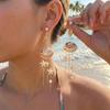 Y2K Natural Shell Starfish Imitation Pearl Tassel Dangle Statement Earrings for Women Boho Coastal Summer Beach Fashion Jewelry