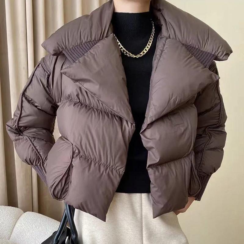 

Women s Winter Korean Style White Duck Down Stand Collar Jacket M (suitable for 125-150 jin) кофейный