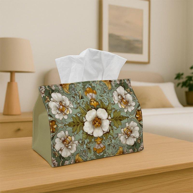 1pc Tissue Box Holder Featuring an Art Nouveau Tile Design Adorned with Floral Patterns And Symmetrical Shapes - A Versatile Napkin Dispenser Suitable