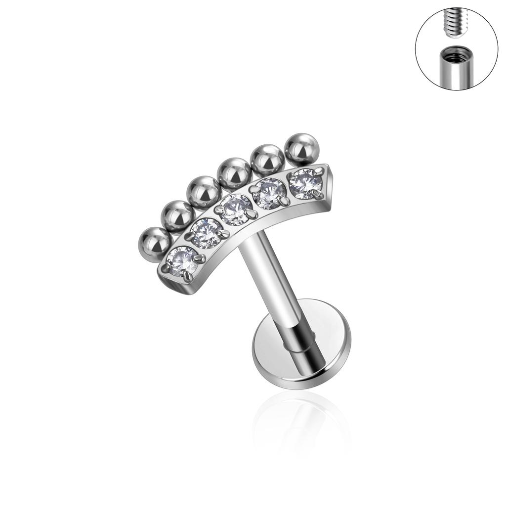 G23 Titanium 16G Piercing Labret Lip Nasal Nail Stud Earring Internal Thread Body Jewelry Design Ear Tragus Cartilage Helix Dait