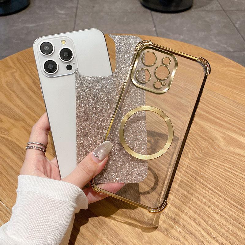 Shockproof Magnetic Ring Phone Case For iPhone 16 15 14 Plus 13 12 11 Pro MAX XS MAX XR X 7 8 16 Plus SE 2020 2022 Glitter Cover