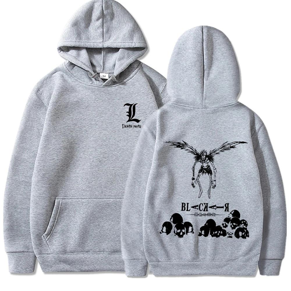 Death Note Anime Hoodies for Men and Women Ryuuku Skull Print Y2k Sportswear Gothic Harajuku Manga Hoodies Hip Hop Warmth