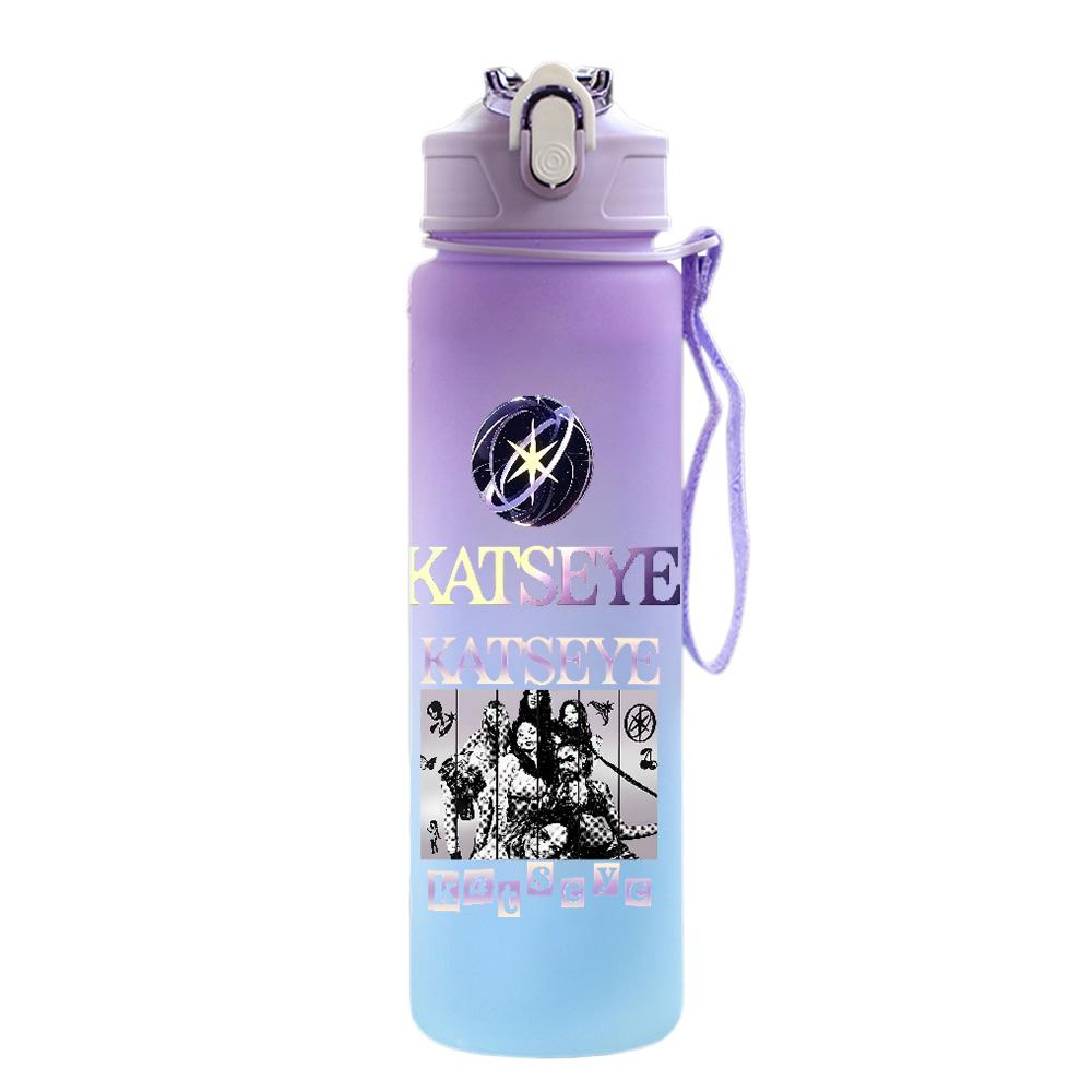 750Ml Water Bottle Anime Cartoon KATSEYE Printed Large Capacity Drinking Cup Portable Outdoor Sports Water Cup Children Kid Gift