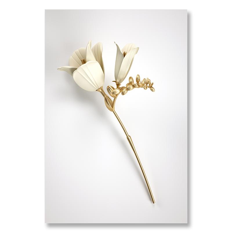 Metal Wall ArtAbstract Gilded Flowers Plant Laminas Decorativas Pared Cuadros Arte De Lienzos Decorativos  Para Sala Decoracion