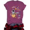 Damen T-Shirt mit Astronauten-Print Kurzarm Lockeres Mode-T-Shirt
