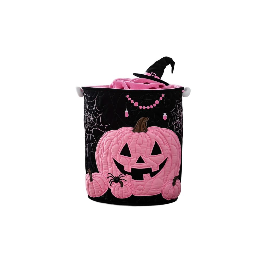 Hamper, Halloween Quilted Cotton Storage Basket with Lid for Clothes and Home Organization