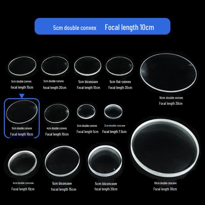 Physical Optics Set: Triangular Prism, Convex/Concave Lenses & Mirrors, Magnifying & Reducing Glasses