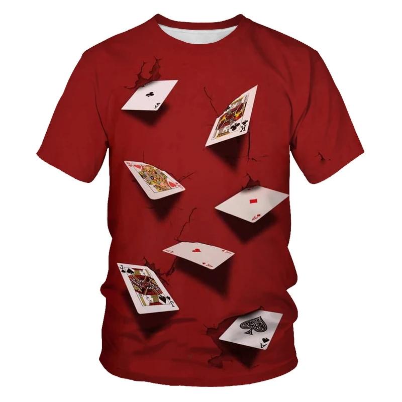 Fashionable and Fun Poker Pattern Men s Printed T-shirt 3D Printed Men s Street Casual XXS