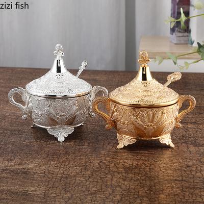 Tarro de Condimentos para Cocina Aleación Tallada Tarros de Almacenamiento Taza de Azúcar Salero Tarro de Especias Caja de Condimentos Botella de Especias Contenedor de Especias