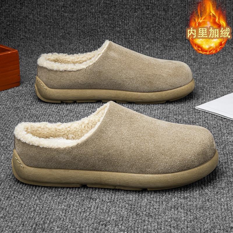 Winter Warm Men Home Slippers Cotton Casual Shoes Comfortable Mens Half Loafers Snow Shoes with Fur Slip-on Light Flat Shoes