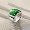 Anillo Vintage Cuadrado de Jade Hetian Natural Esmeralda Ojo de Gato para Parejas