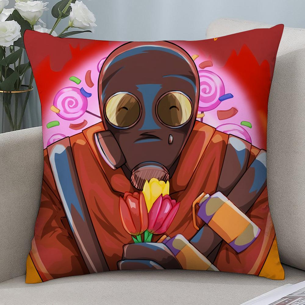 Tf2 Team F-Fortress 2 Pillow Case Short Plush Pillow Covers Sofa Decorative Gift Home Double-Sided Printing Cushion Cover