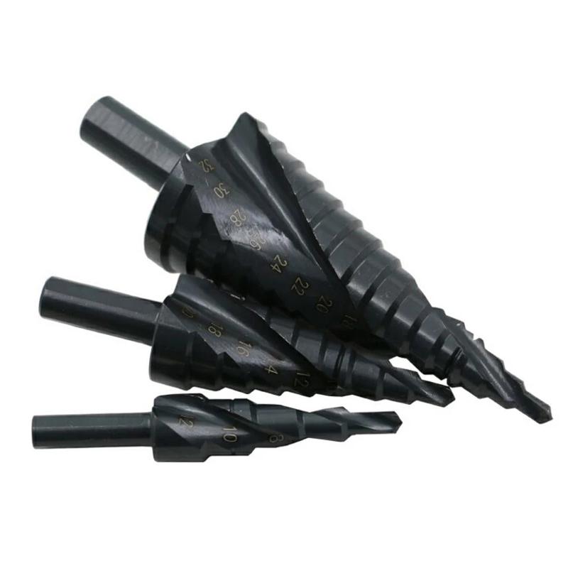 3Pcs/Set 4-32Mm Hss Cobalt Step Stepped Drill Bit Set Nitrogen Spiral Hole