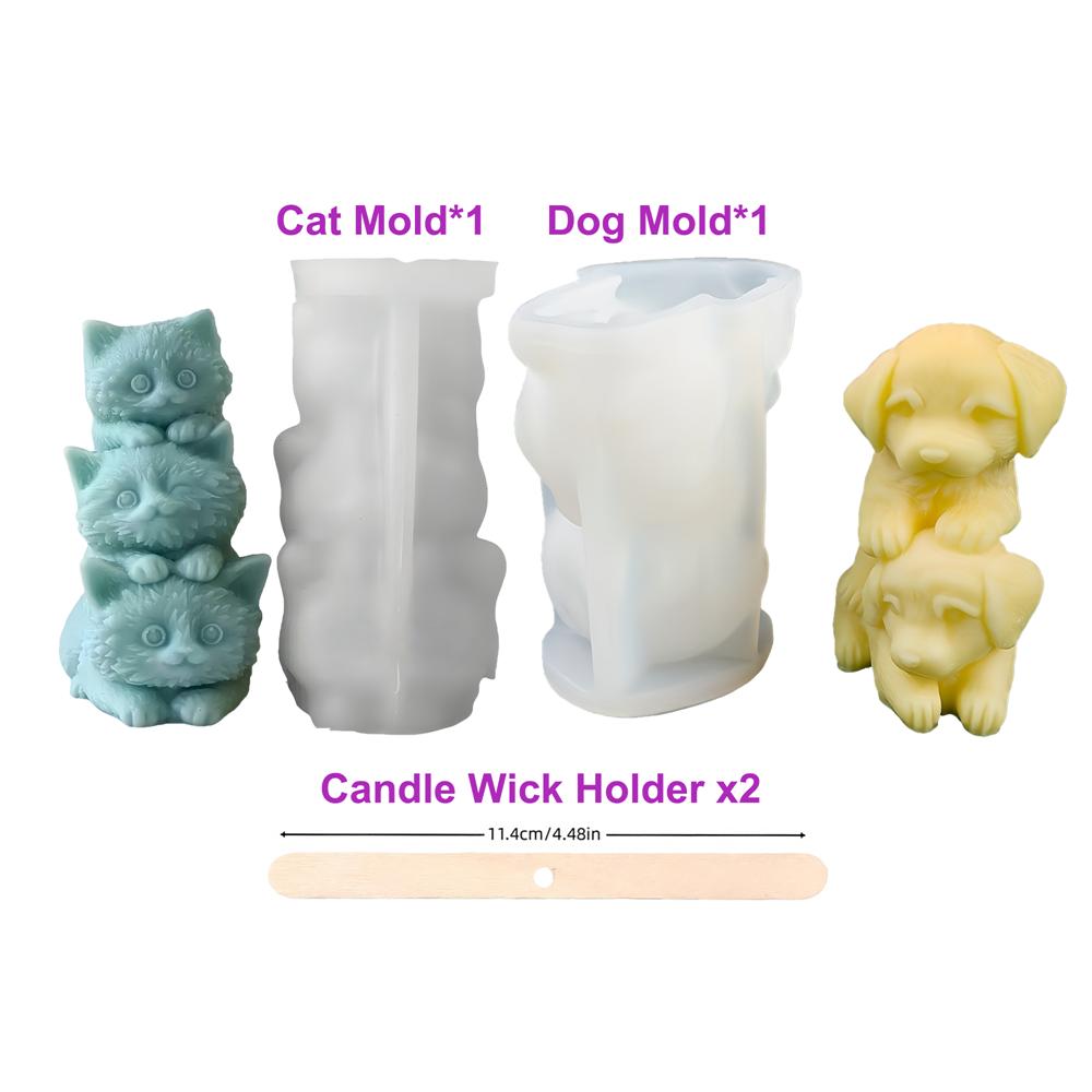 3D Katze und Hund Form Silikon Kerzenform DIY Niedliches Tier Kerzenherstellung Gips Seifenherstellung Seife Kerzenherstellung Zubehör