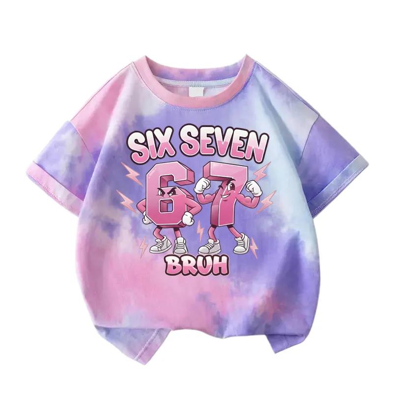 

Summer Trendy Six Seven 67 Print Tshirt T-Shirt Kids Boys Girls Casual Short Sleeve 110