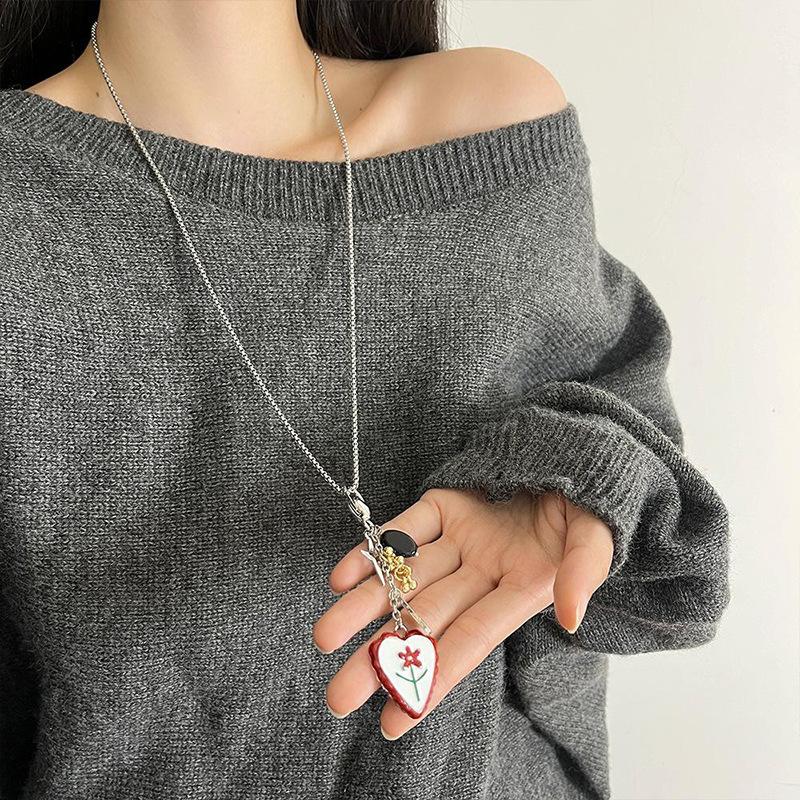 

Винтажное керамическое колье в богемном стиле, женское, новое, в китайском стиле, экзотический этнический стиль, длинная цепочка для свитера, предмет с ощущением высокого класса, украшение