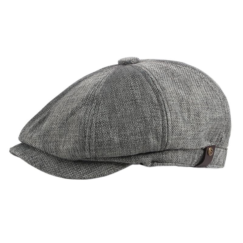 Adjustable Weave Linen-Like Cotton Newsboy Hat Male Cabbie Hunting Cap Irish Flat Cap for Men