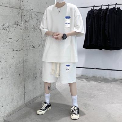 Men's Trendy Summer Waffle Sports Set: Loose-Fit Short Sleeve & Shorts Two-Piece