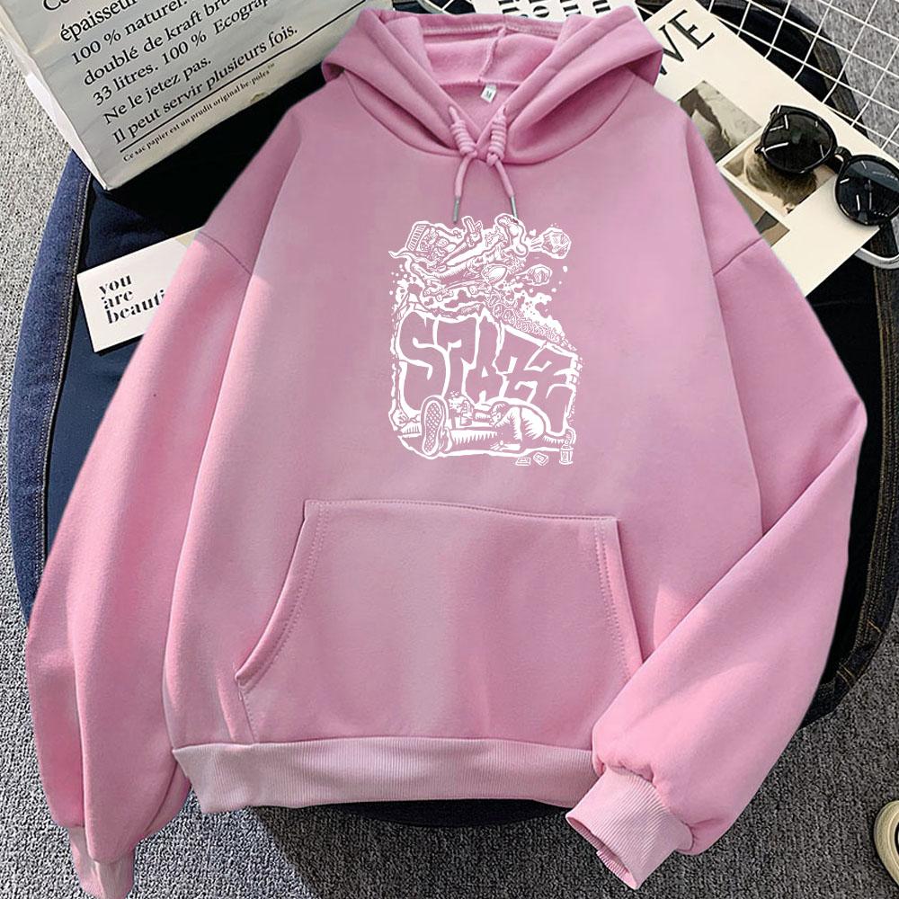 SPAZZ Band Graphic Hoodies Sudaderas Grunge Rock Women Sweatshirts for Fall/Winter Hooded Gothic Fashion Tops