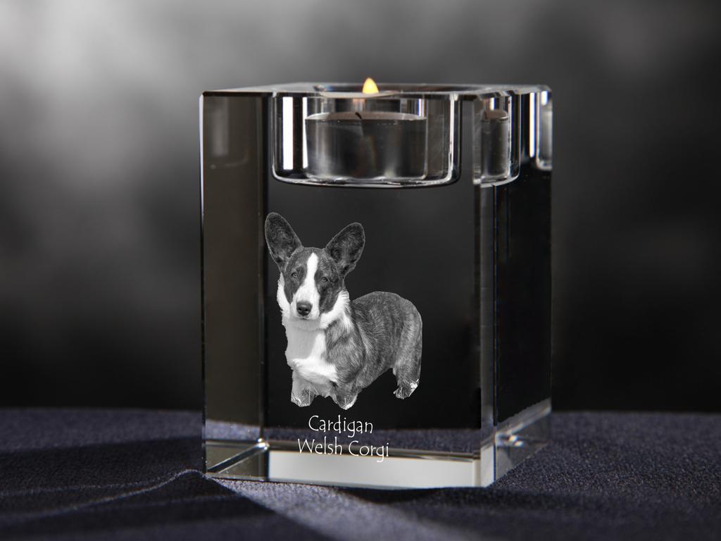 Cardigan Welsh Corgi I – Candle holder with dog photo, crystal tealight holder | Art-Dog
