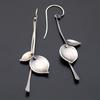1 Pair Women Earrings Ethnic Style Plant Leaf Design Faux Obsidian Inlaid Hook Earrings Jewelry Gift Accessories