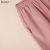 ZANZEA Women Casual Elastic Waist Loose Wide Leg Capris Pants