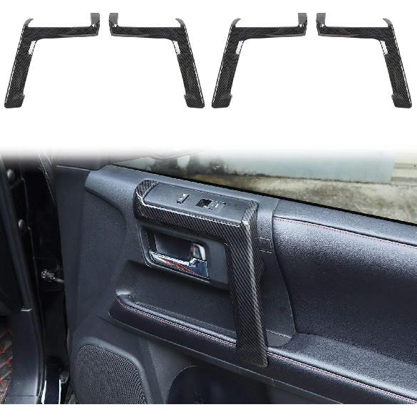 Voodonala for 4Runner Carbon Fiber Inner Door Handle Door Pull Cover Trim Cover Decoration Garnish for Toyota 4Runner Interior Accessories 2010-2025+