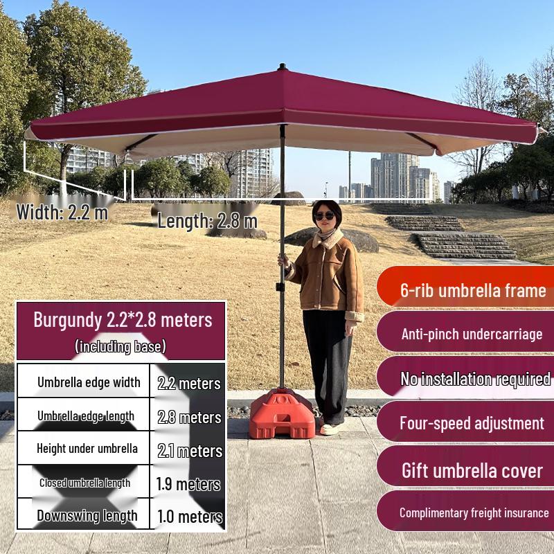 Large Outdoor Commercial Parasol - Thickened Square Patio Umbrella Tent