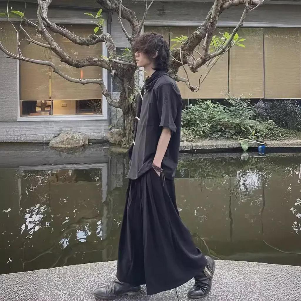 Yohji Yamamoto-Style Genderless Wide-Leg Pants: High-End Japanese Casual Skirt Pants for Men and Women.