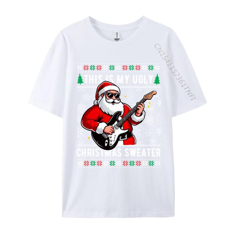 Santa Loves Guitar This Is My Ugly Sweater Christmas Music T Shirts Anime Comic Novelty Tshirts Boy Youth Tees