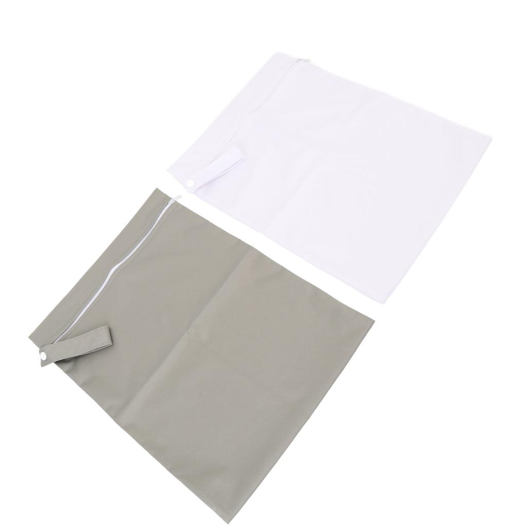 2pcs Wet Bags Zippered Water Proof Portable Outdoor Storage Bag Organizer for Wet Clothes Green White