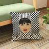 Modern Pop Art Girl Lips Printing Sofa Decoration Cushion Cover Cotton Linen Car Chair Throw Pillows Case Almofadas 45X45Cm